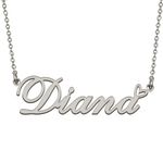 HUAN XUN Personalized Custom Initial Pendant Name Necklaces for Womens in Gold Silver, Metal, No Gemstone