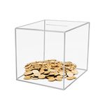 7"× 7"× 7" Clear Acrylic Money Box, Save Up Smash Money Box, Break to Open Piggy Bank for Adults and Kids