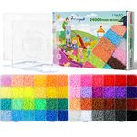 24000 x Fuse Beads Kit, LIHAO 48 Colors 2.6mm Mini Fuse Beading Kit, Multicolored Iron on Fused Beads Kit, Great Supplies for Fuse Beads Artist, Kid's Birthday Gift