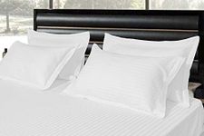 Enchant Home Pure Cotton Pillow Covers 300 Thread Count with Satin Stripe 17" X 27" Inches - Pack of 4 (White)