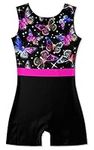 ACOCOPY Girls Leotards for Gymnastics Sparkly Splicing Black Butterfly Biketards Unitards