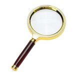 ZEBROC Double Glass 3X High Power Antique Handheld Magnifier Magnifying Glass for Reading, Soldering, jewelries, maps, Great for Gifting (3X, 80MM, Gold + Red)