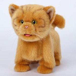 Electronic Walking Orange Cats, Realistic Interactive Puppy Pet Toy Cat, Walking, Barking,Wagging Tail & Talking,Present Pet Gifts for 3+ Year Boys Girls