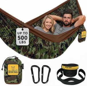 Wise Owl Outfitters Camping Hammock – 500lbs Portable Hammock with Tree Straps - Travel, Backpacking, Hiking, Outdoors Camping Gear - Double