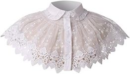 BLESSUME Lolita Neck Collar Elizabethan Ruff Gothic Lace Neck Ruff Collar (White 3)