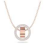 Swarovski White Crystal Pendant Necklace, Pavé Crystal Pendant in a Rose Gold Tone Plated Setting, from the Hollow Collection