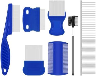 WRW 7 Pack Flea Comb,Stainless Steel Dog Cat Grooming Combs with Rounded Tooth for Remove Fleas Lice Eggs, Double Sided Tear Stain Remover, Dematting Tool for All Types of Small, Medium, Large Pets