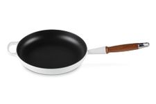 Le Creuset Enameled Cast Iron Alpine Wood Handle Fry Pan, 10.25", White