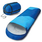 Home Treats Windproof Sleeping Bag Multi Season for Kids and Adults- Water Resistant Light Weight Sleeping Bag. For Camping Festivals Backpacking and Outdoors. 3-4 Season Sleeping Bag (Blue)