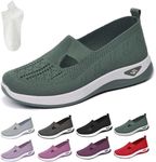 Women's Comfortable Breathable Knitted Sneakers, Woven Cut-Out Orthopedic Soft Arch Support Walking Shoes, Slip-On Sneakers for Women (Cyan, Adult, Women, 7.5, Numeric, US Footwear Size System, Medium)