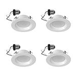 Sylvania 4” LED Recessed Lighting Downlight with Integrated Trim, 8W=50W, Dimmable, 600 Lumens, Soft White,3000K, Wet Rated/UL/Energy Star - 4 Pack (62027)