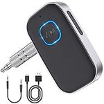 Bluetooth Car Adapter, WOCBUY 3.5mm AUX Bluetooth Receiver for Music Streaming, Wireless Music Audio Adapter with Built-in Mic, Home Stereo, Speakers (Handsfree Car Kits, 16H Playtime, Dual Link)