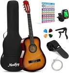 Moukey 38in Acoustic Guitar for Beginner Kid Adult Teen Guitarra Acustica with Chord Poster, Gig Bag, Tuner, Picks, Nylon Strings, Capo, Strap - Sunburst