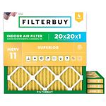 Filterbuy 20x20x1 Air Filter MERV 11 Allergen Defense (4-Pack), Pleated HVAC AC Furnace Air Filters Replacement (Actual Size: 19.50 x 19.50 x 0.75 Inches)