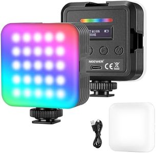 NEEWER Pack de 2 Lámparas de vídeo magnéticas RGB 360° Color Completo RGB61 LED para cámara con 3 Soporte Garra fría/CRI 97+/20 Modo escena/2500K-8500K/2000mAh Recargable portátil Iluminación Selfie