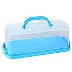 Spkaodngo Portable Bread Box with Handle Loaf Cake Container Plastic Rectangular Food Storage 13Inch Translucent Dome for Pastries, Bagels, Bread, Buns