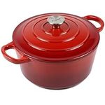 Dutch Oven Enameled Cast Iron Pot - Cocotte with Dual Handle and Cover Casserole Dish - Round Red 10.23" (26 cm)