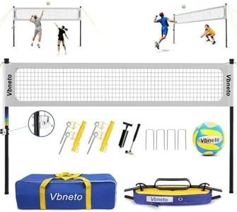 Vbneto Volleyball Net for Backyard, Anti-Sag Heavy Duty Adjustable Outdoor Net with Winch System, Beach Volleyball Set with Ball and Carry Bag
