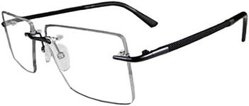 Circleperson Rimless Pure Titanium Eyeglasses frame Square Light Weight, Black, Medium