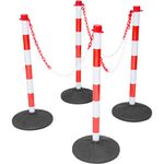 Plastic Chain Barrier, Free Standing Chain Link Posts, Red & White Safety Bollards