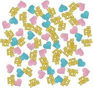 INNORU It's Twins Confetti Red Glitter, Baby Shower Table Confetti, Twin Boys Twin Girls Birthday, Babies Scatter Confetti, Twins 1st Birthday Table Decorations Confetti, 120pcs