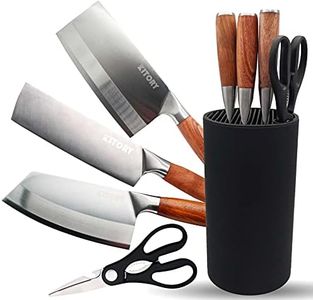 KITORY Chinese Chef Knife Set 5-Piece Meat Cleaver/Nakiri Knife/Vegetable Cleaver/Shears/Universal Block Practical Asian Kitchen Knife German Steel with Ergonomic Handle for Home&Restaurant&Farm