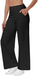 YTTA Petite Yoga Pants for Women High Waisted Wide Leg Pants Black