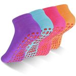 Fanshiontide 4 Pairs Non Slip Yoga Pilates Socks,Yoga Socks for Women&Men with Grips Non Slip Slipper Socks Fitness Fall Prevention Grip Socks for Ballet, Pilates, Hospital, Home