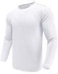 Boyzn Long Sleeve Tee Shirts for Men, Dry Fit Moisture Wicking Long Sleeve Shirts, Athletic Workout Shirts for Running White-XL