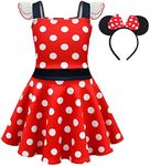 Dressy Daisy Little Girls Polka Dots Fancy Dress Halloween Costume Birthday Party Outfit with Mouse Ears Hair Hoop Size 5-6, Style A - Red