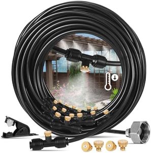 Misting Cooling System, Hose Misters for Outside Patio, 66FT (20M) Misting Line+18 Brass Misters+Metal Adapter(3/4"), Misting System for Cooling Backyard, Garden, Greenhouse, Gazebo, Sunshade