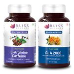 Bliss Welness CLA 2000 (Conjugated Lenoleic Acid) + L-Arginine Nitric Oxide & Caffeine 1400mg | Energy Gain Performance Health Supplement 60 Capsules + 60 Tablets