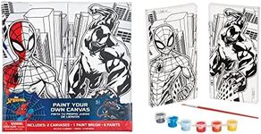 Spider-Man Color Your Own Canvas Kit - 8"x4" Canvases with 1 Paint Brush & 6 Vibrant Paints - The Perfect Creative Gift for Kids and Marvel Fans Alike - 1 Set