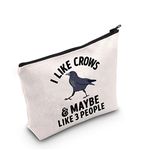 G2TUP Crow Lover Gift I Like Crows and Maybe 3 People Makeup Bag Crow Mom Cosmetic Bag Raven Bird Lover Gift Bird Watching Zipper Travel Bag (I Like Crows White)