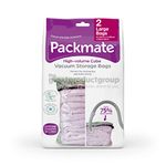 Packmate - 2 Large 85 x 50 x 25cm Cube Vacuum Storage Bags - Ideal for Storing Double Bedding, Duvets, Clothing, Coats, Jackets, Towels, Blankets and Much More