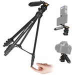 TARION Travel Tripod for Camera & Phone - Lightweight Camera Tripod Stand with Detachable Pan-Tilt Head & Hidden Phone Holder - 55"/139cm Aluminum Tall DSLR Video Tripod for Vlog Photography Squorpion