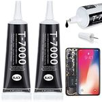 T7000 Black Glue for Phone Repair, 2 X 25 ML Semi Fluid Craft Glue T-7000 Adhesive Glue with Precision Tips for Fabric, Leather, Rubber Cement, Toys, Wood, Metal, Rhinestones Jewelry Making