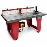 LUMBER JACK Cast Iron Router Table with A One Piece Aluminium Fence & Compact Leg Stand, Universal Router Mount and Adjustable Table Insert