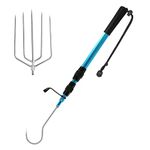 SANLIKE Telescopic Fish Gaff with Stainless Sea Fishing Spear Hook Tackle, Soft EVA Handle Aluminium Alloy Pole for Saltwater Offshore Ice Tool