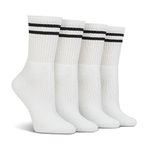 Spairs Ladies Leisure Sport Socks, Fully Cushioned Foot, Performance Yarn, Soft, Comfortable, Breathable, Crew Length, Multipack of 4 Pairs, Size 4-8 Crew White