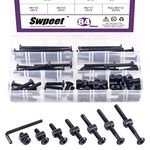 Swpeet 120Pcs Black M6 × 20/30/40/50/60/70/80mm Crib Hardware Screws Kit, Hex Socket Head Cap Crib Baby Bed Bolt and Barrel Nuts with 1 x Allen Wrench Perfect for Furniture, Cots, Crib Screws