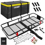 LWTURMRT 60"X21.6"X6" Hitch Cargo Carrier and Receiver Hitch Cargo Rack with Waterproof Cargo Bag(58"X20"X24"),Carrier Cargo Used Rust Resistant Baking Paint and Alloy Steel Material