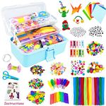 Arts and Crafts Supplies for Kids 3000Pcs DIY Craft Kits Art Supplies Kids Crafts with Pipe Cleaners Folding Storage Box Preschool Homeschool Craft Set Toys Gift for Kids Boys and Girls Age 4 5 6 7 8