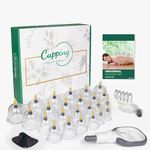 Cupping Therapy Set 24 Cups, Chinese Professional Cupping Kit for Body Massage, Pain Relief, Cellulite Reduction, Blood Circulation, Included Pump Vacuum, Acupressure Magnets