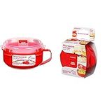 Sistema Microwave Breakfast Bowl, 850 ml - Red/Clear & Microwave Egg Cooker Easy Eggs, 270 ml - Red