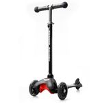 Rugged Racers Mini Deluxe 3 Wheel Kick Scooter with Led and Adjustable Height- Black