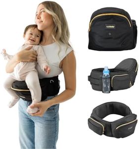 Tushbaby Original Hip Seat Baby Carrier for Babies & Toddlers up to 45 lbs, Safety Certified, Lightweight No-Foam Design with Storage, Black & Gold