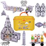 GELTILES MagneticTiles Transparent Tiles Everest 45 Pcs Set Includes 5 Colourful Dolls & Storage Box Educational STEM Learning Toy Return Gifts for Boys & Girls for Building Construction Blocks