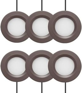 GETINLIGHT 2.75" Wide 3000K Dimmable LED Puck Lights Kit, Plug-in Installation with recessed or Surface Mounted, Bronze Finished, Set of 6, IN-0102-6-BZ