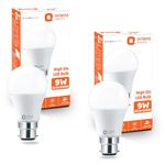 Orient Electric 9W High Glow LED bulb| 180-degree wide beam angle| Voltage surge protection up to 4 kV| 6500K, Cool White| B22d base| Made in India| Pack of 2